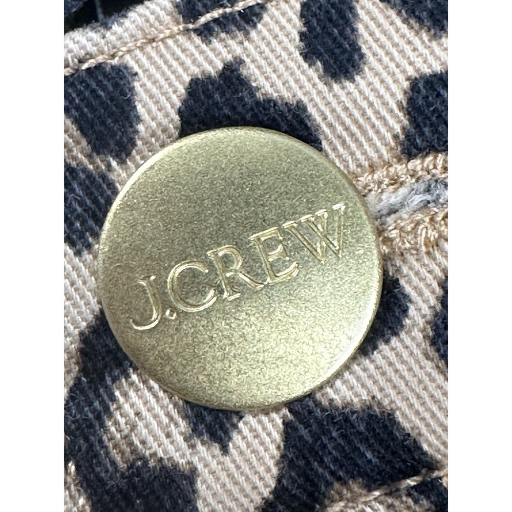 J Crew Pant Size 28 LEOPARD PRINT Zip Button Cropped‎ Stretch Skinny Leg - Picture 15 of 16